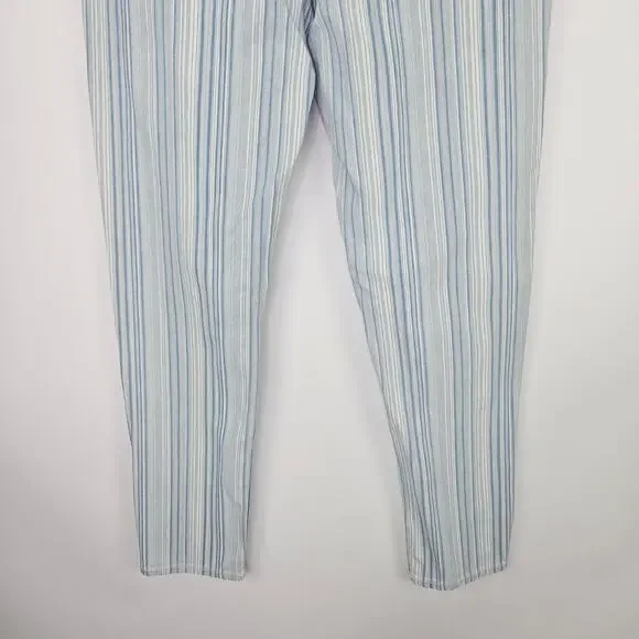 American Eagle AE High Waisted Stretch Mom Jeans Striped Blue White Size 0 Reg - Picture 8 of 16